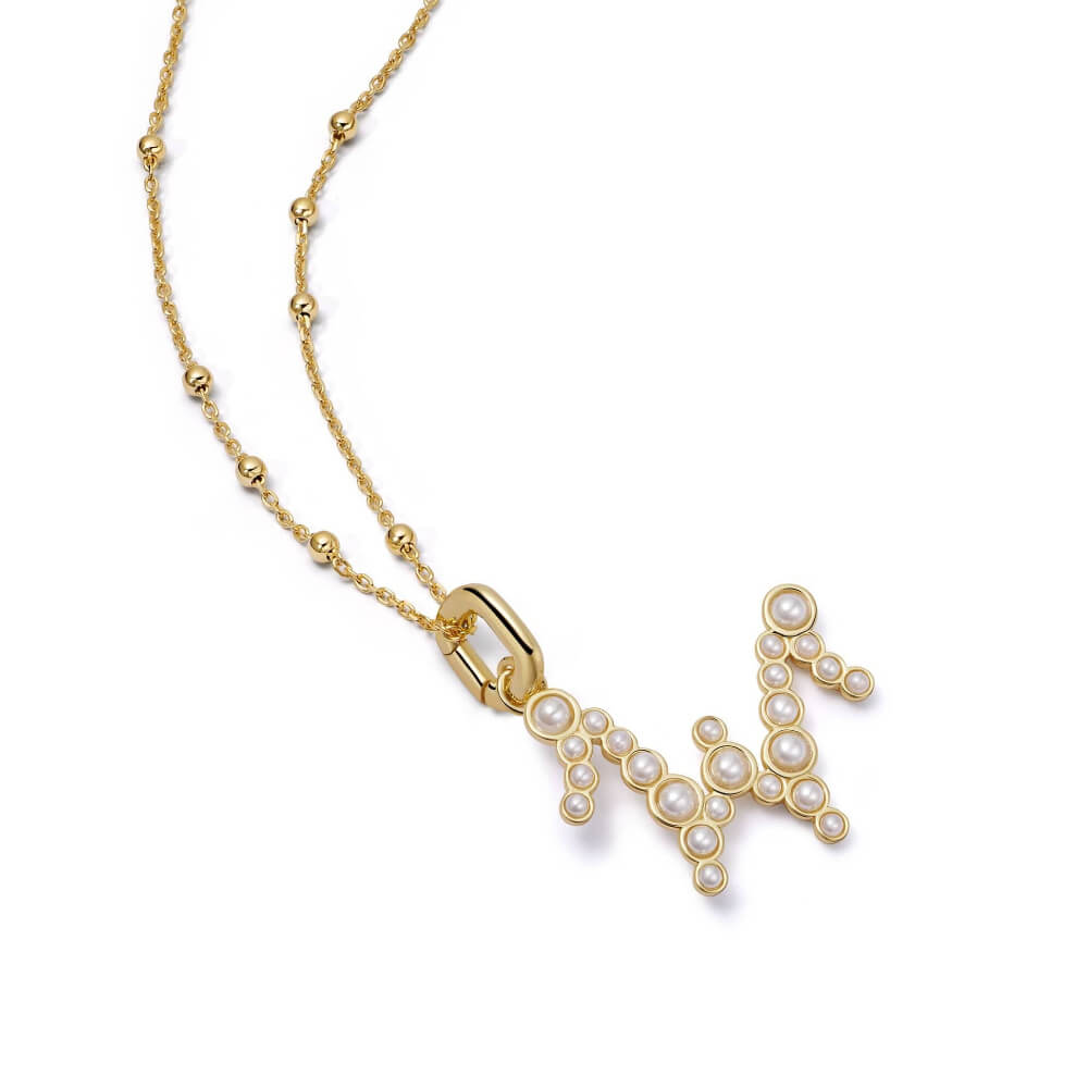 Daisy London 18ct Gold Plate Letter W Pearl Initial Charm Necklace - MococoDaisy LondonBN_WNecklaces