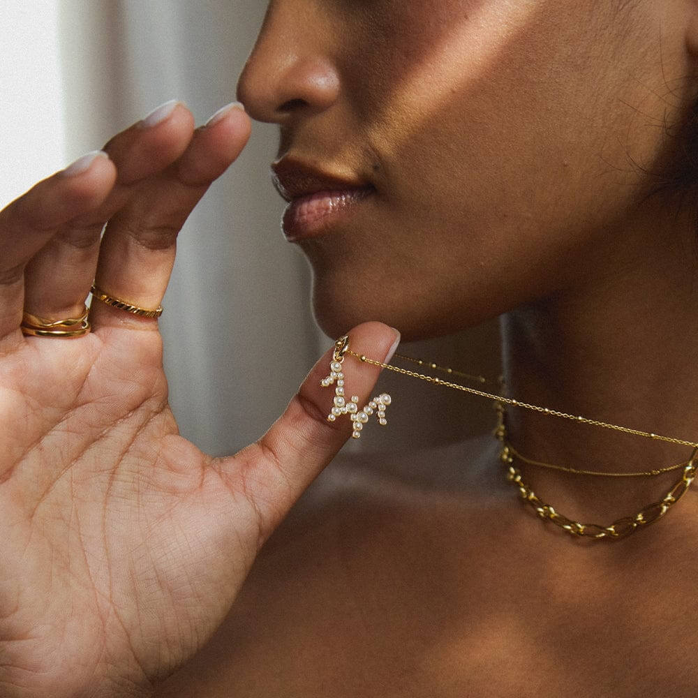 Daisy London 18ct Gold Plate Letter W Pearl Initial Charm Pendant - MococoDaisy LondonPBN_W5056104136355Charms & Pendants