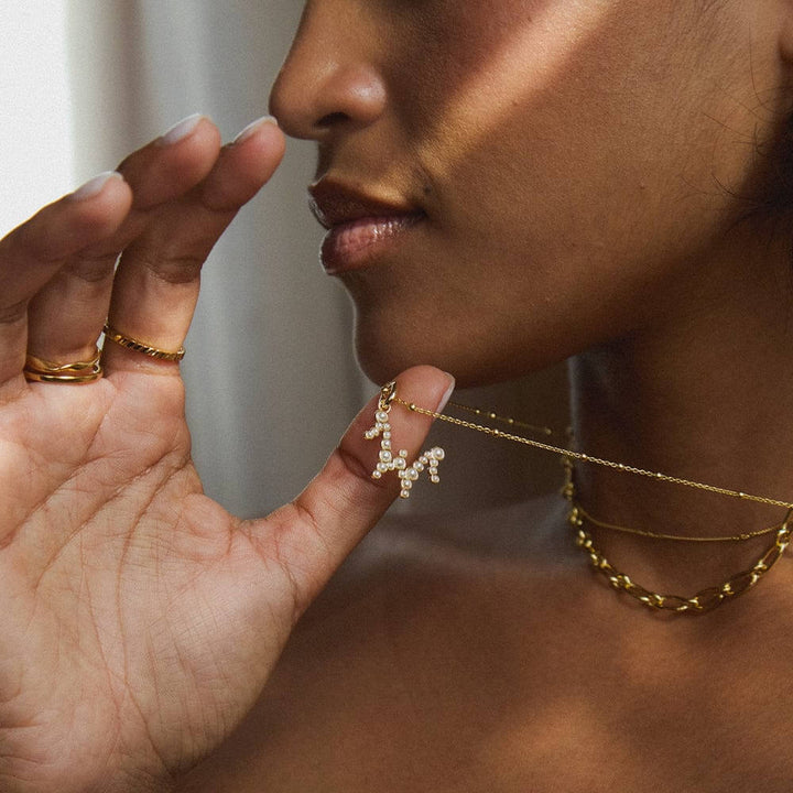 Daisy London 18ct Gold Plate Letter W Pearl Initial Charm Pendant - MococoDaisy LondonPBN_W5056104136355Charms & Pendants