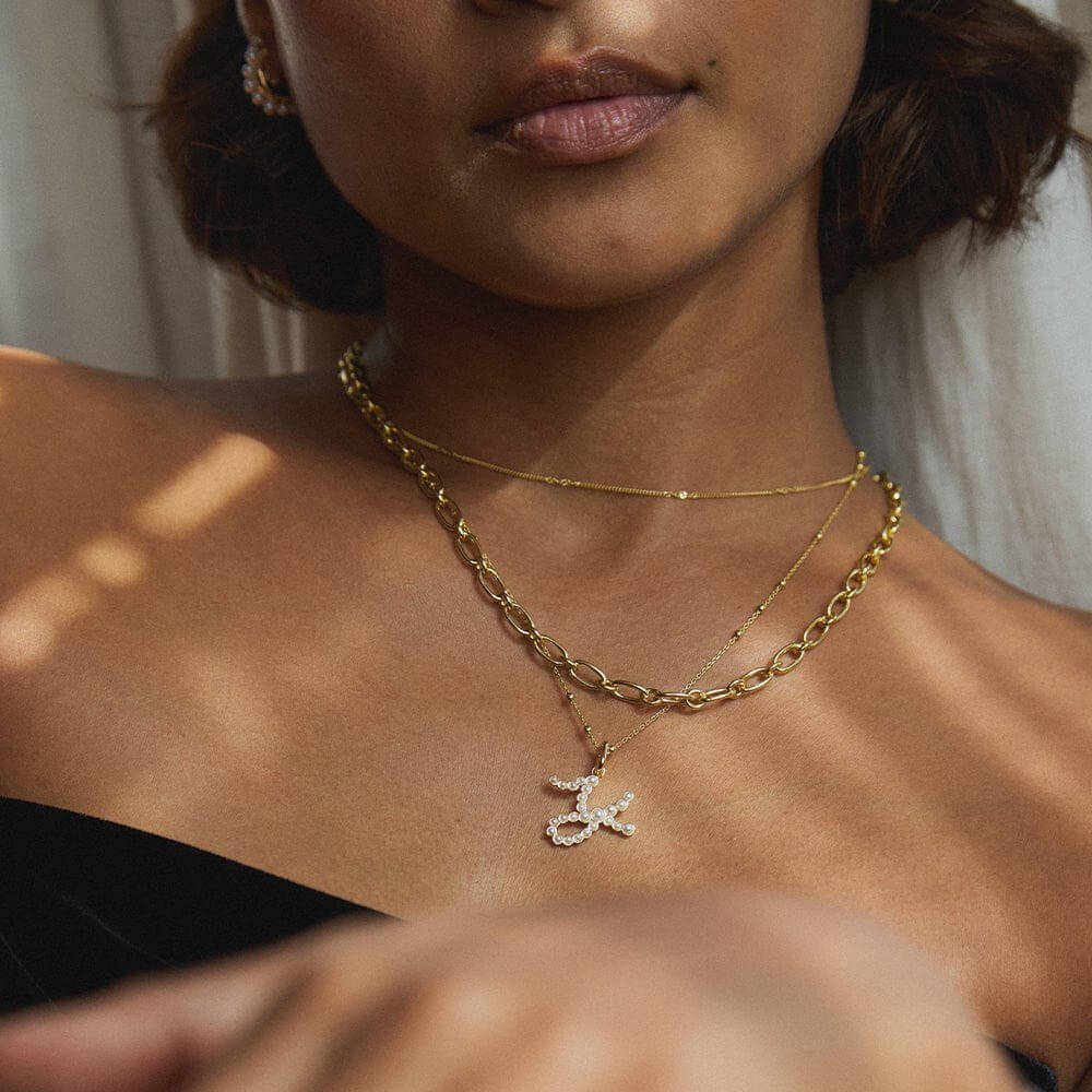 Daisy London 18ct Gold Plate Letter Y Pearl Initial Charm Necklace - MococoDaisy LondonBN_YNecklaces