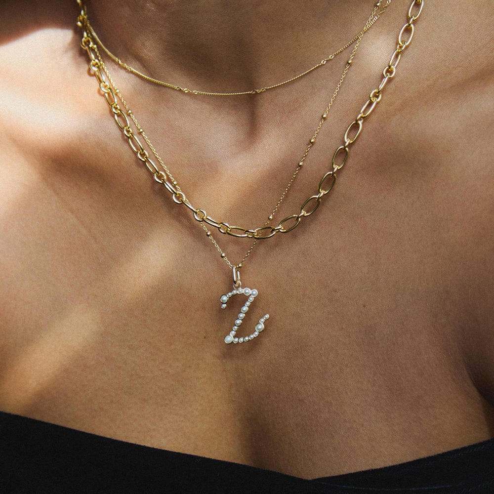 Daisy London 18ct Gold Plate Letter Z Pearl Initial Charm Necklace - MococoDaisy LondonBN_ZNecklaces