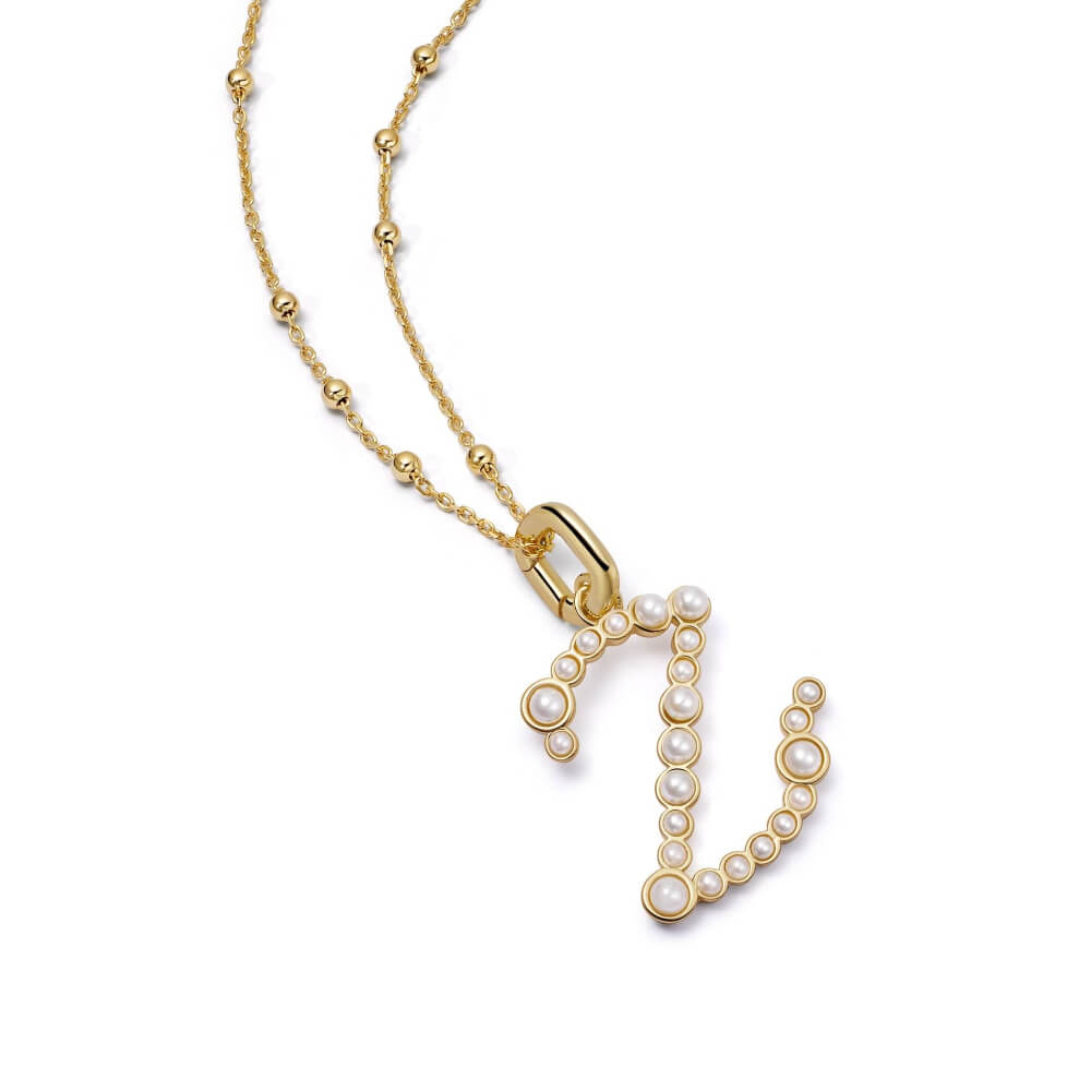 Daisy London 18ct Gold Plate Letter Z Pearl Initial Charm Necklace - MococoDaisy LondonBN_ZNecklaces