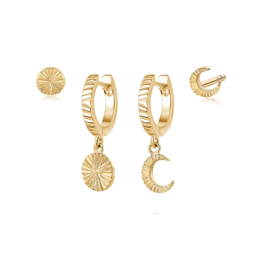 Daisy London 18ct Gold Plate Luna Earring Stack - MococoDaisy LondonLSET25Earrings