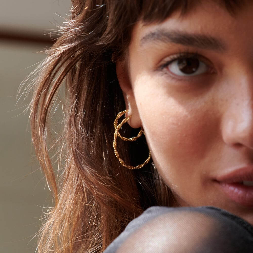 Daisy London 18ct Gold Plate Maxi Rope Twist Hoop Earrings - MococoDaisy LondonE3105_GPEarrings
