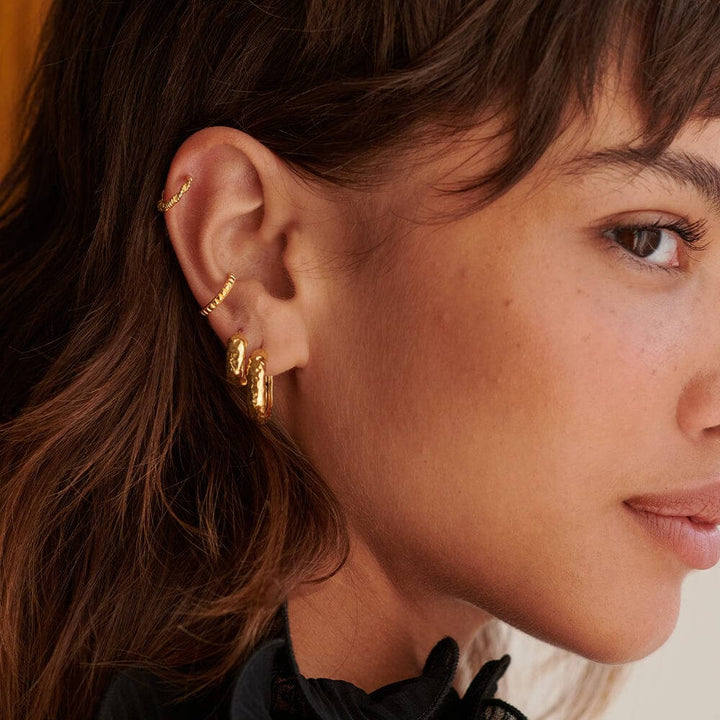 Daisy London 18ct Gold Plate Mini Textured Hoop Earrings - MococoDaisy LondonE3113_GPEarrings