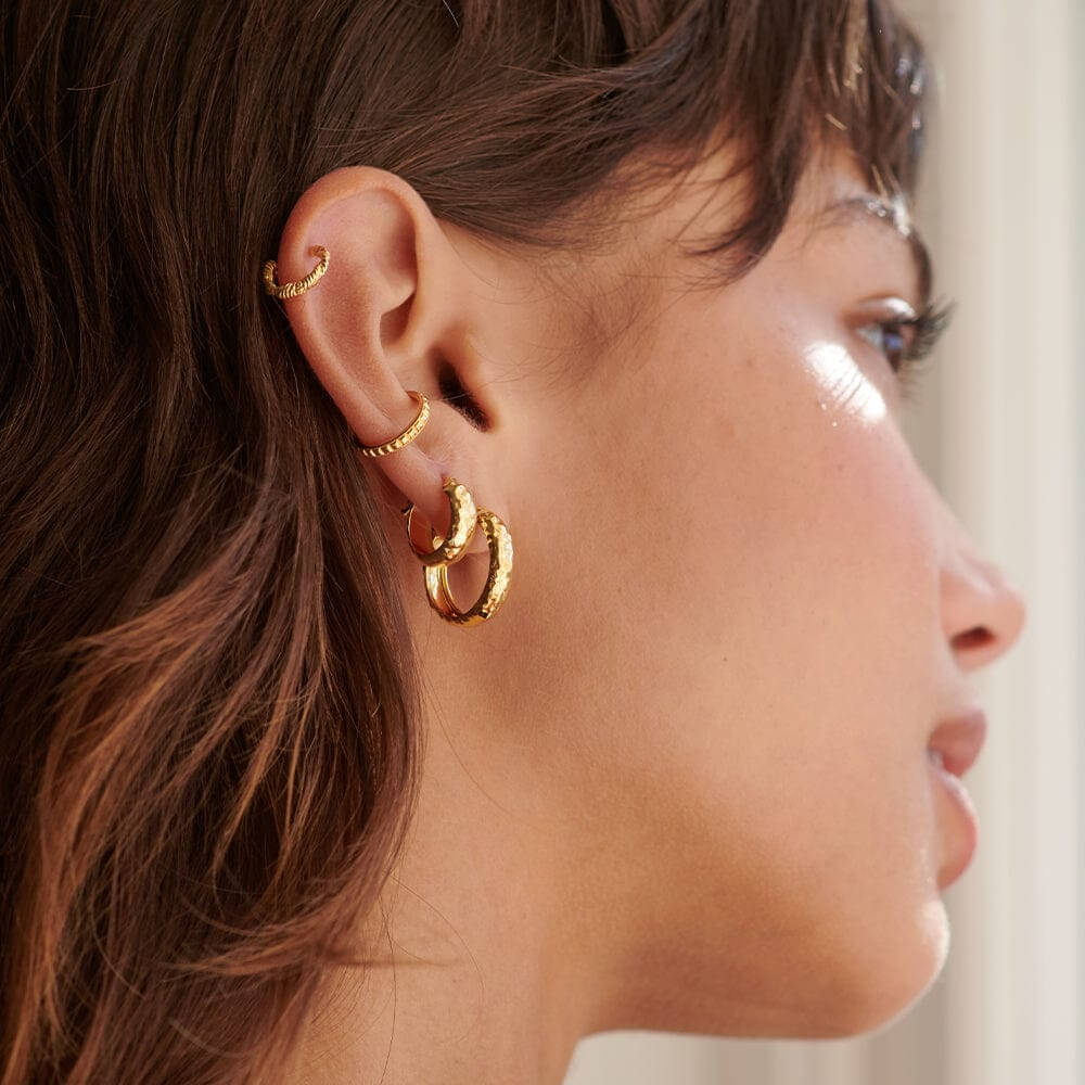 Daisy London 18ct Gold Plate Mini Textured Hoop Earrings - MococoDaisy LondonE3113_GPEarrings