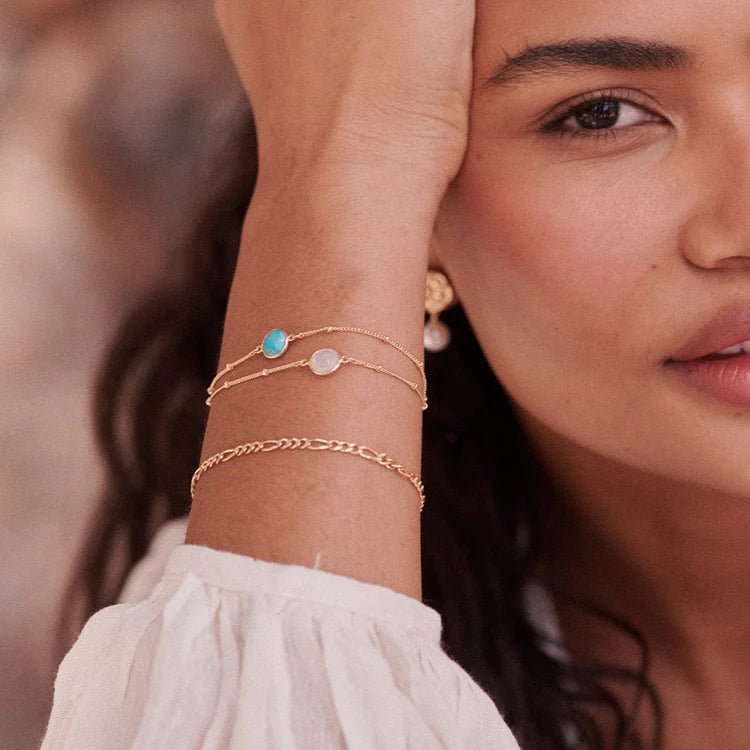 Daisy London 18ct Gold Plate Moonstone Healing Stone Bracelet – Mococo