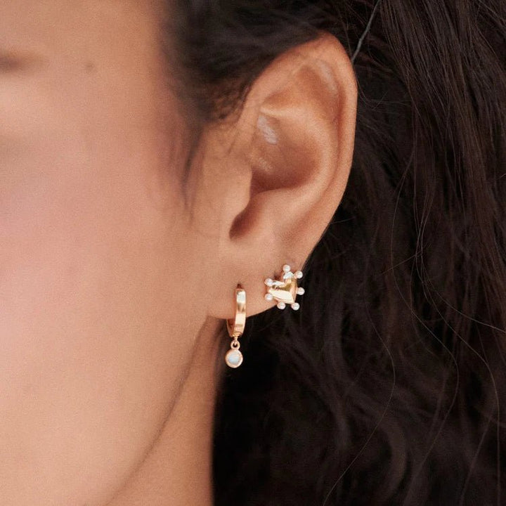 Daisy London 18ct Gold Plate Moonstone Healing Stones Huggie Earrings - MococoDaisy LondonHE3011_GPEarrings