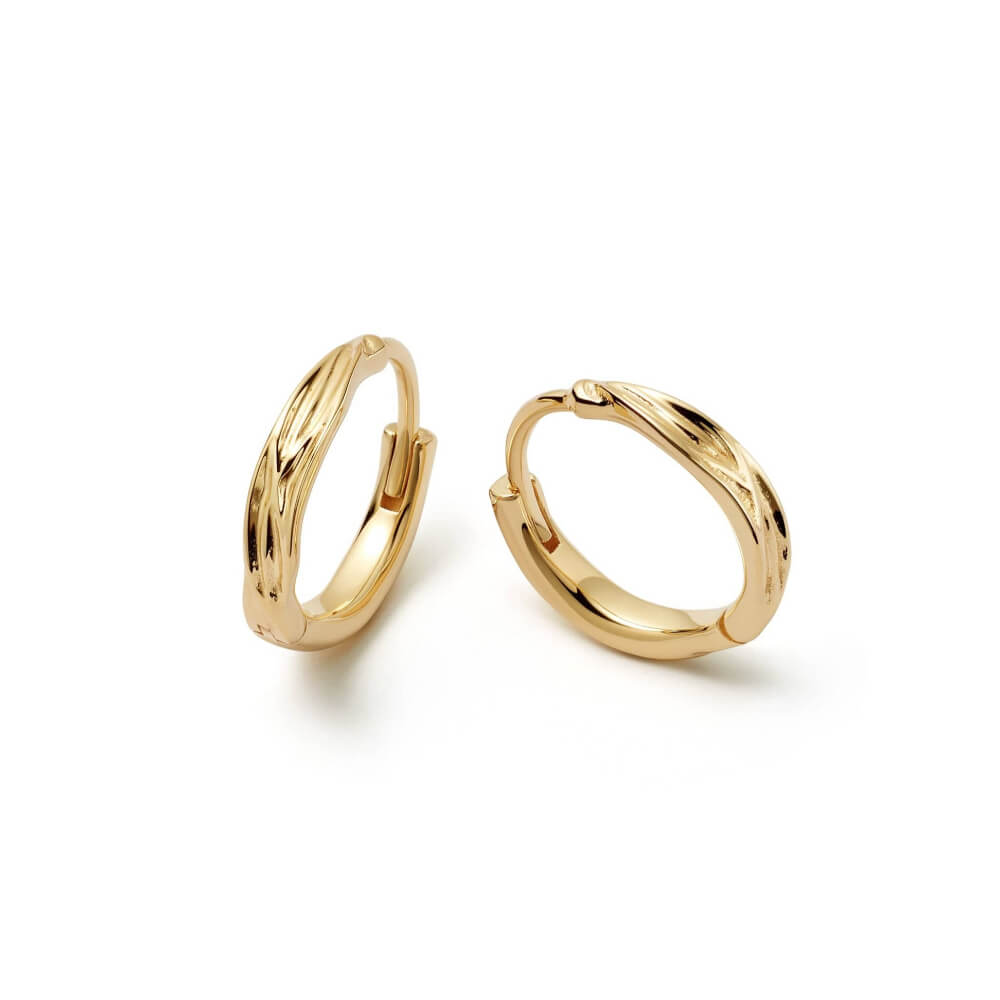 Daisy London 18ct Gold Plate Organic Huggie Hoop Earrings - MococoDaisy LondonE3117_GPEarrings