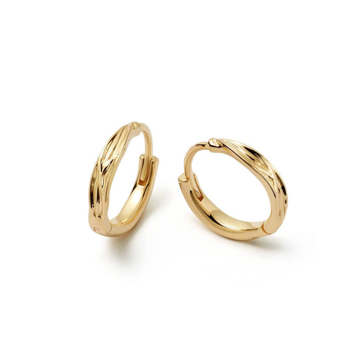 Daisy London 18ct Gold Plate Organic Huggie Hoop Earrings - MococoDaisy LondonE3117_GPEarrings