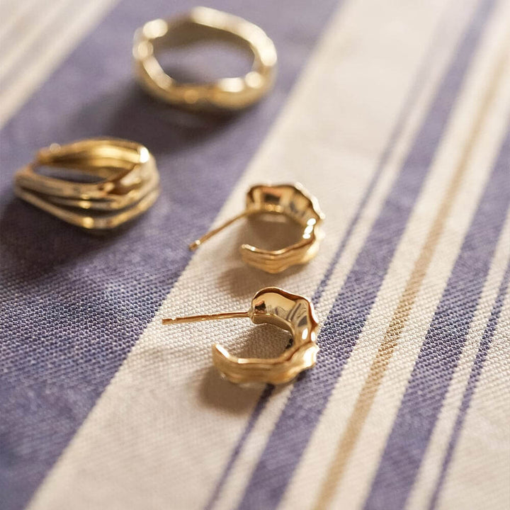 Daisy London 18ct Gold Plate Organic Mini Hoop Earrings - MococoDaisy LondonSE13_GPEarrings