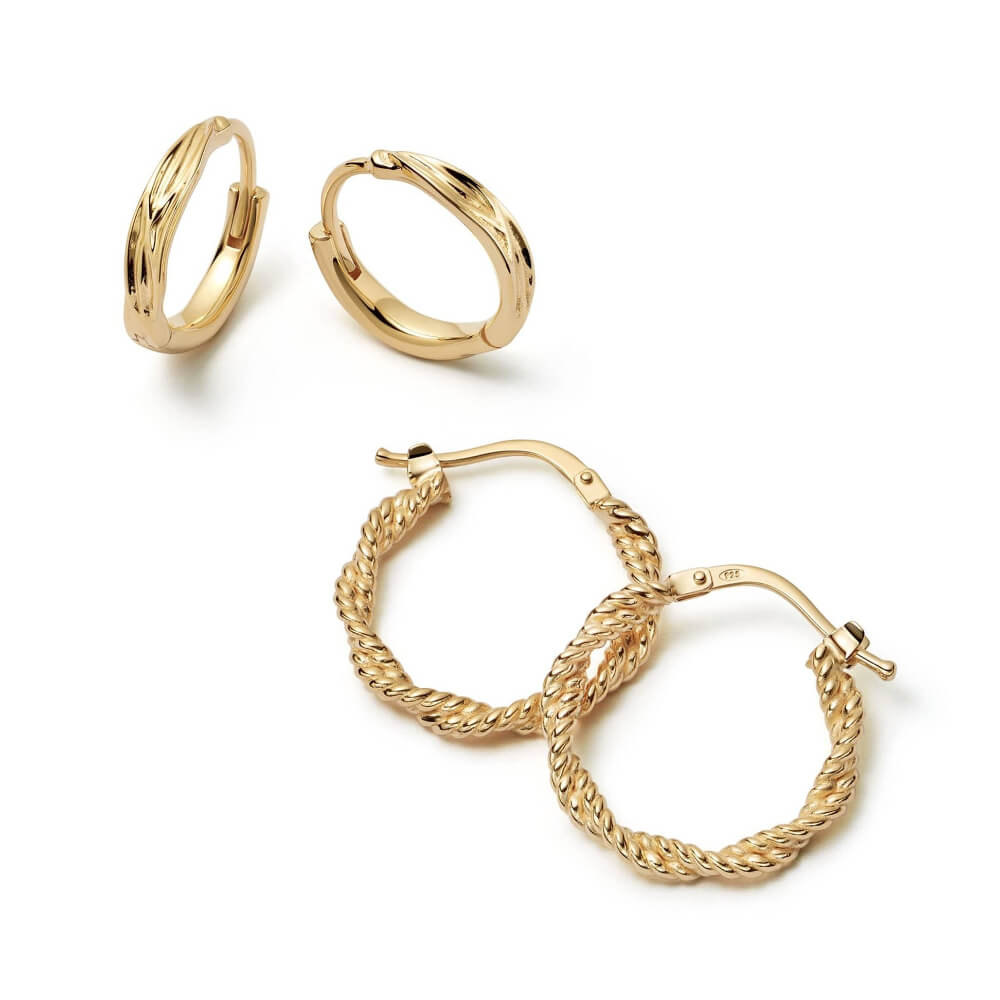 Daisy London 18ct Gold Plate Organic Twist Earring Stack - MococoDaisy LondonGSET114Earrings