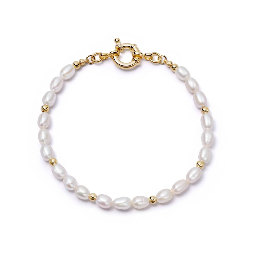 Daisy London 18ct Gold Plate Pearl Beaded Chain Bracelet - MococoDaisy LondonBPBR03_GPBracelets