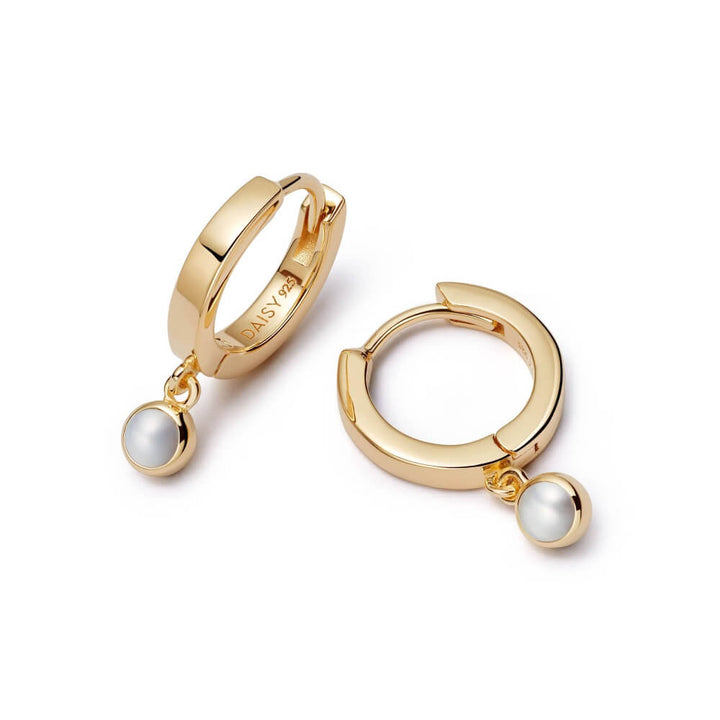Daisy London 18ct Gold Plate Pearl Healing Huggie Hoop Earrings - MococoDaisy LondonASE02_GPEarrings