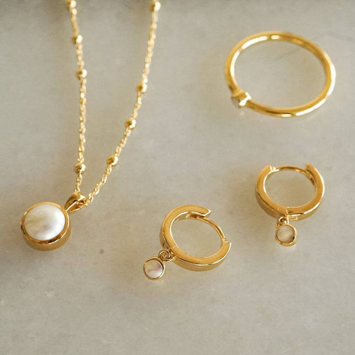 Daisy London 18ct Gold Plate Pearl Healing Huggie Hoop Earrings - MococoDaisy LondonASE02_GPEarrings