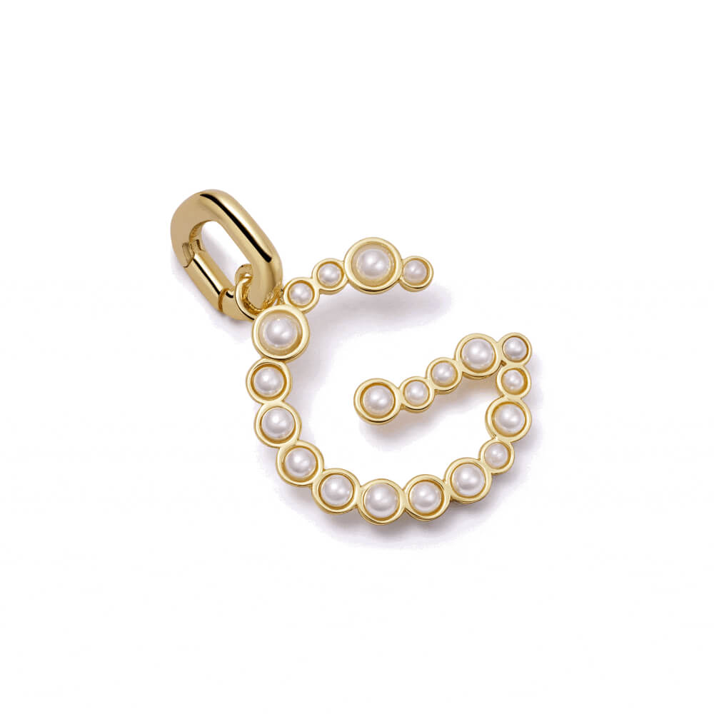Daisy London 18ct Gold Plate Pearl Initial Charm Pendant-G image