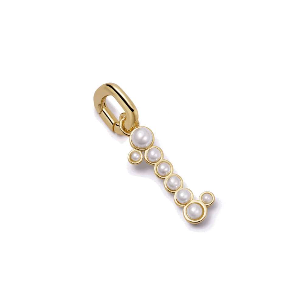 Daisy London 18ct Gold Plate Pearl Initial Charm Pendant-I image