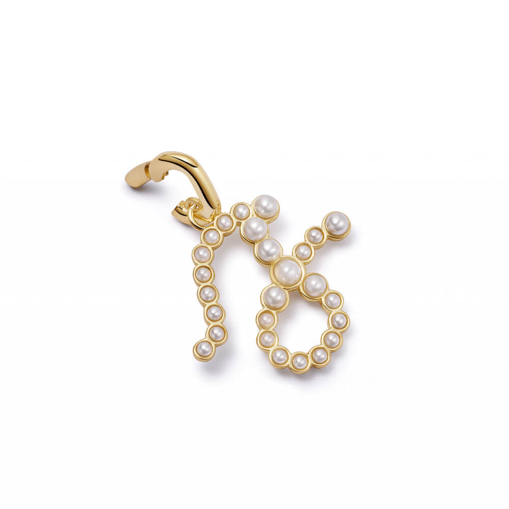 Daisy London 18ct Gold Plate Pearl Initial Charm Pendant-J image
