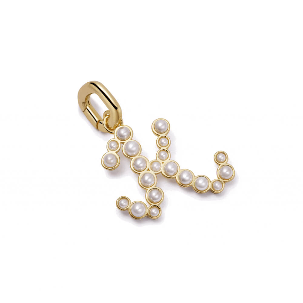 Daisy London 18ct Gold Plate Pearl Initial Charm Pendant-K image