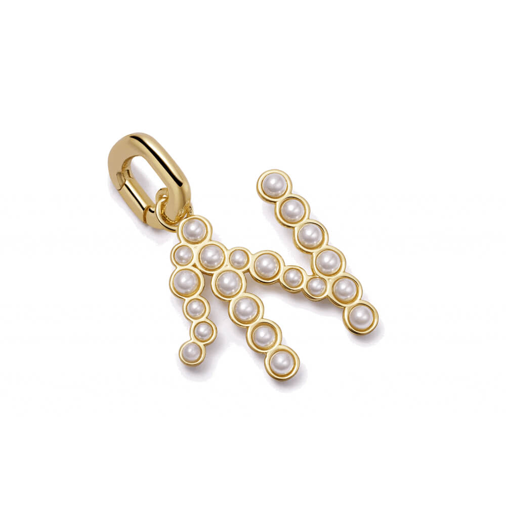 Daisy London 18ct Gold Plate Pearl Initial Charm Pendant-N image