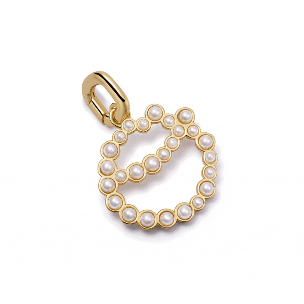 Daisy London 18ct Gold Plate Pearl Initial Charm Pendant-O image
