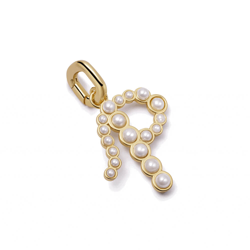Daisy London 18ct Gold Plate Pearl Initial Charm Pendant-P image
