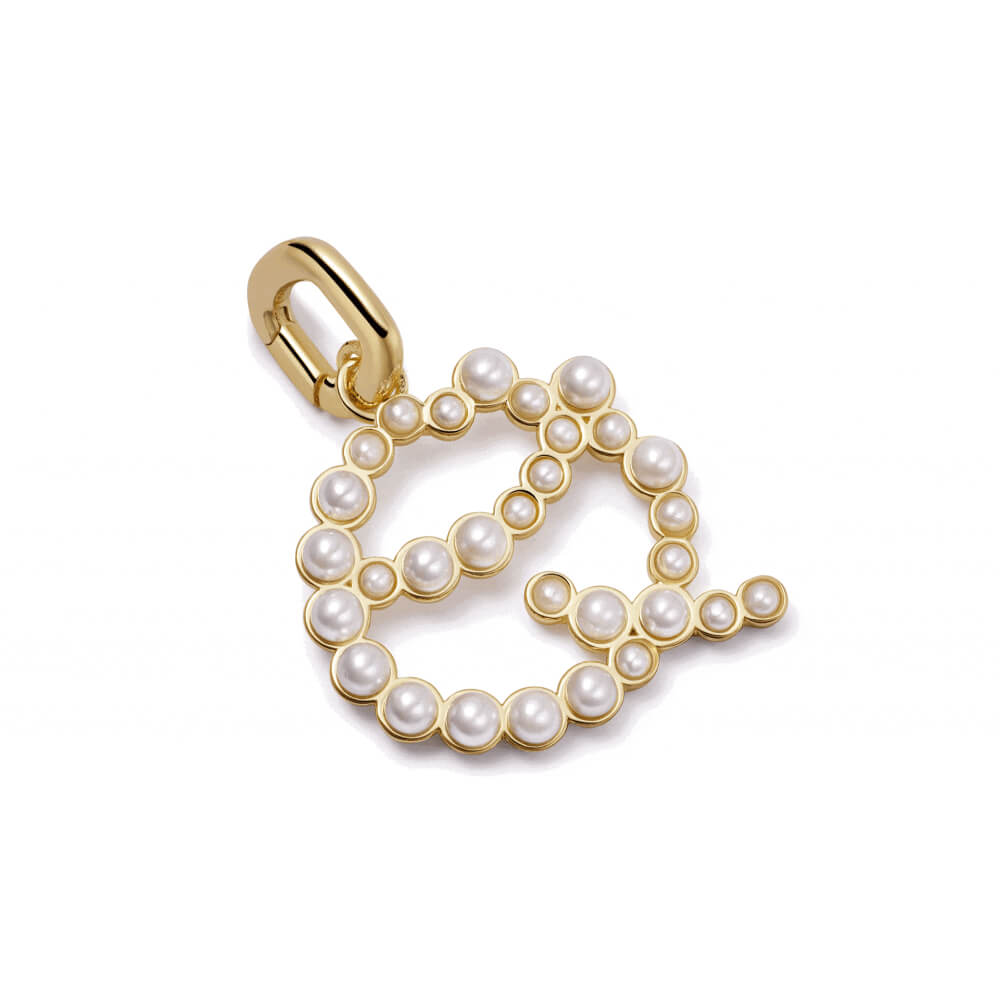 Daisy London 18ct Gold Plate Pearl Initial Charm Pendant-Q image