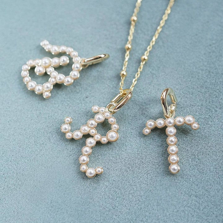 Daisy London 18ct Gold Plate Pearl Initial Charm Pendant-R image 2
