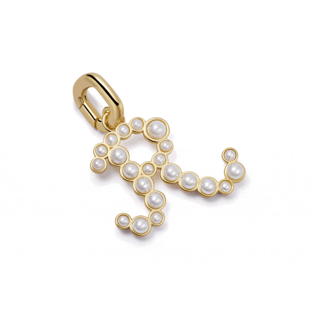 Daisy London 18ct Gold Plate Pearl Initial Charm Pendant-R image