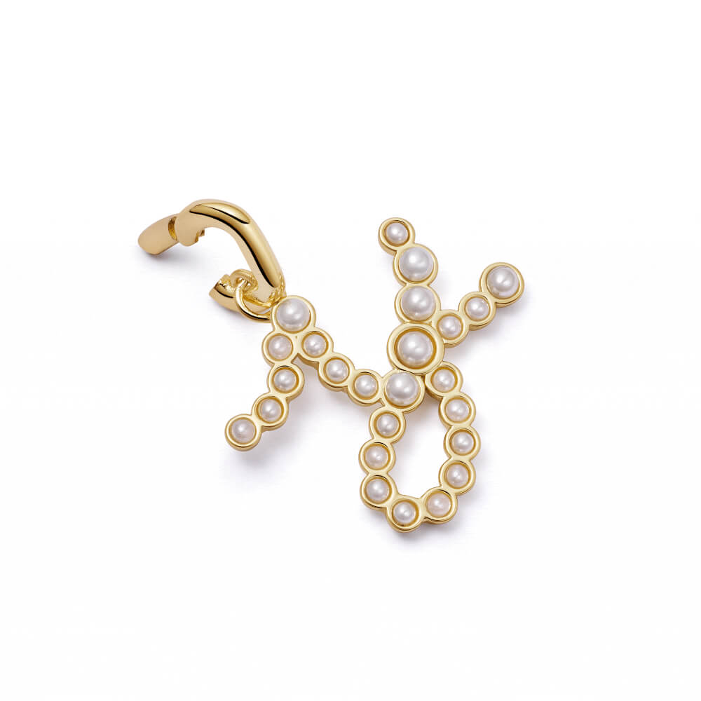 Daisy London 18ct Gold Plate Pearl Initial Charm Pendant-Y image
