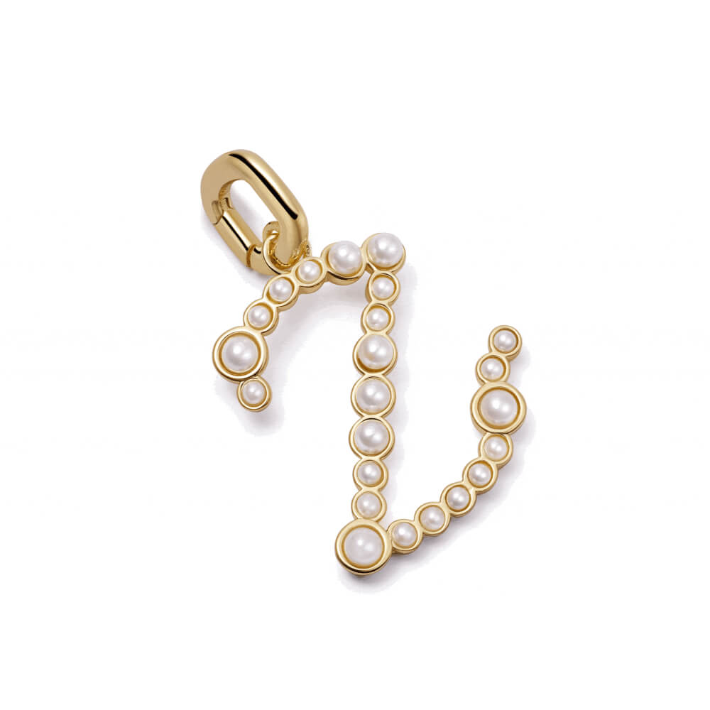 Daisy London 18ct Gold Plate Pearl Initial Charm Pendant-Z image