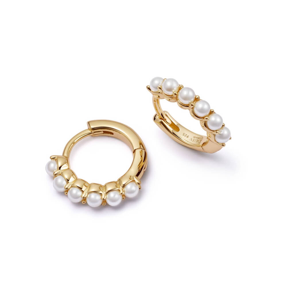 Daisy London 18ct Gold Plate Pearl Mini Huggie Earrings - MococoDaisy LondonBPE03_GPEarrings
