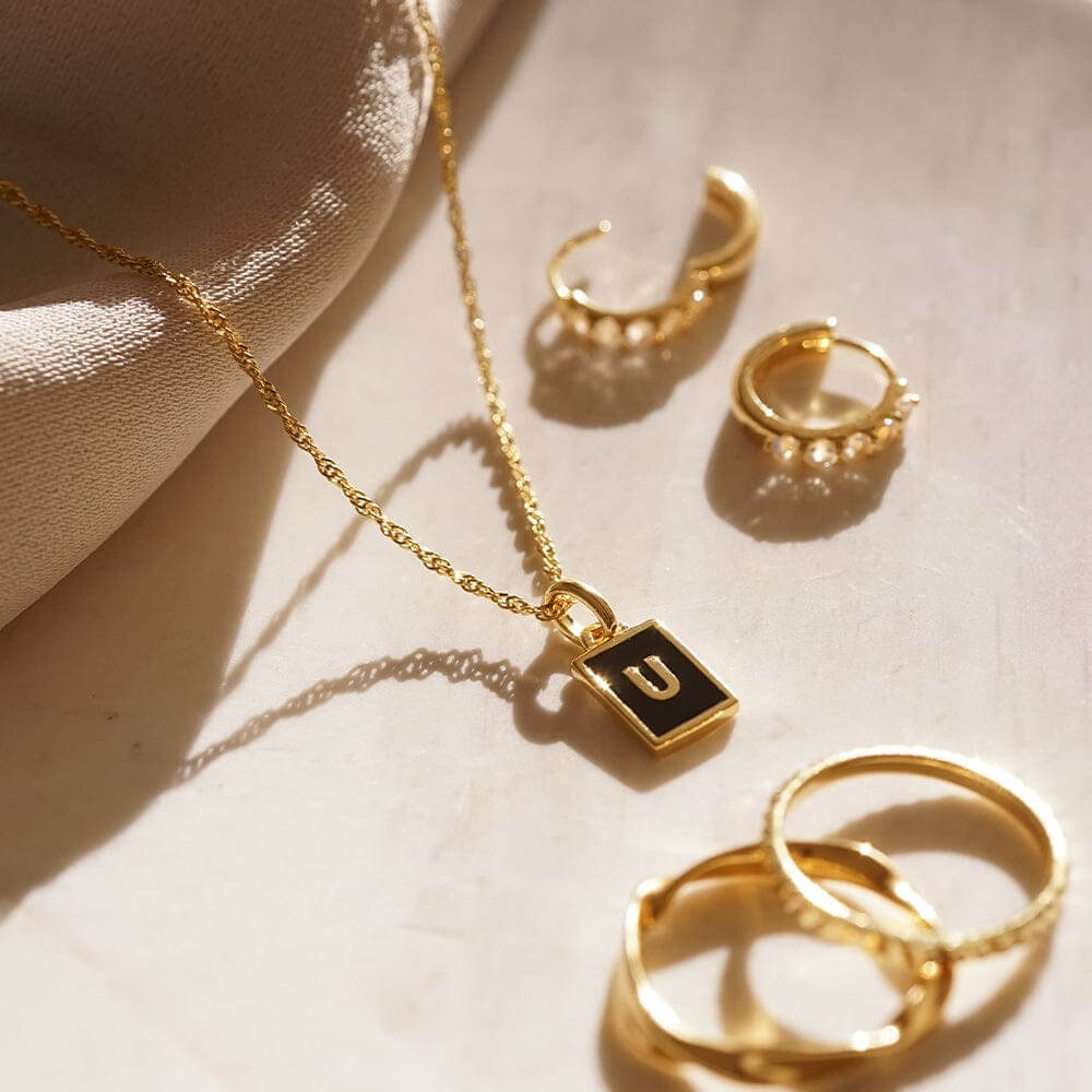 Daisy London 18ct Gold Plate Personalised Initial Pendant-U image 1