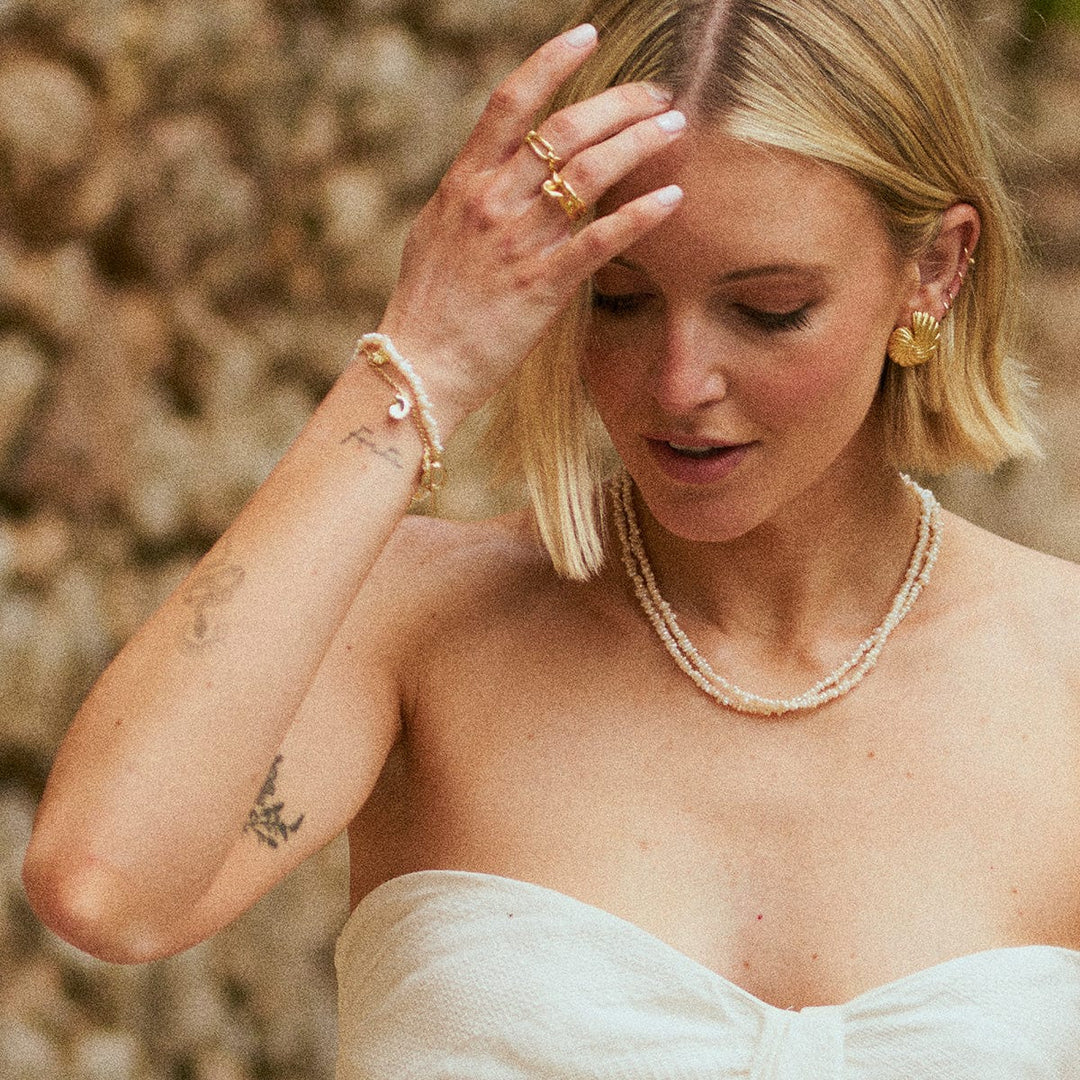 Daisy London 18ct Gold Plate Polly Sayer Beach Pearl T - Bar Necklace - MococoDaisy LondonSPN09_GPNecklaces