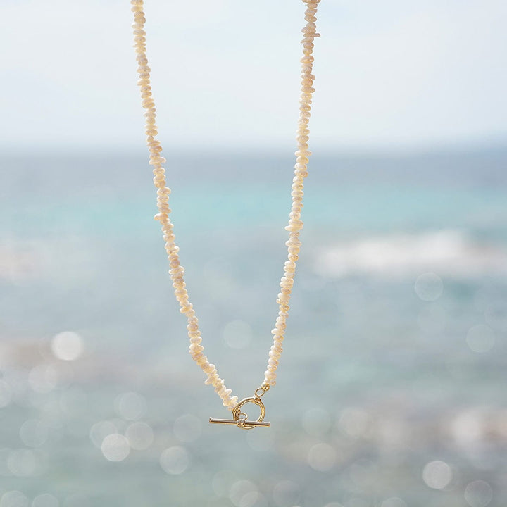Daisy London 18ct Gold Plate Polly Sayer Beach Pearl T-Bar Necklace - MococoDaisy LondonSPN09_GP5056104134221Necklaces
