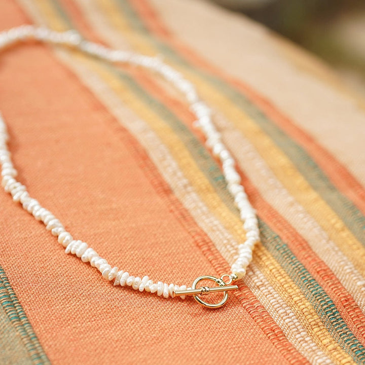 Daisy London 18ct Gold Plate Polly Sayer Beach Pearl T-Bar Necklace - MococoDaisy LondonSPN09_GP5056104134221Necklaces