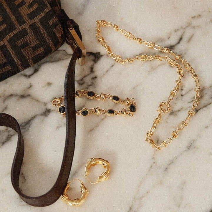 Daisy London 18ct Gold Plate Polly Sayer Black Onyx Chain Bracelet - MococoDaisy LondonSPBR07_GP5056104133071Bracelets