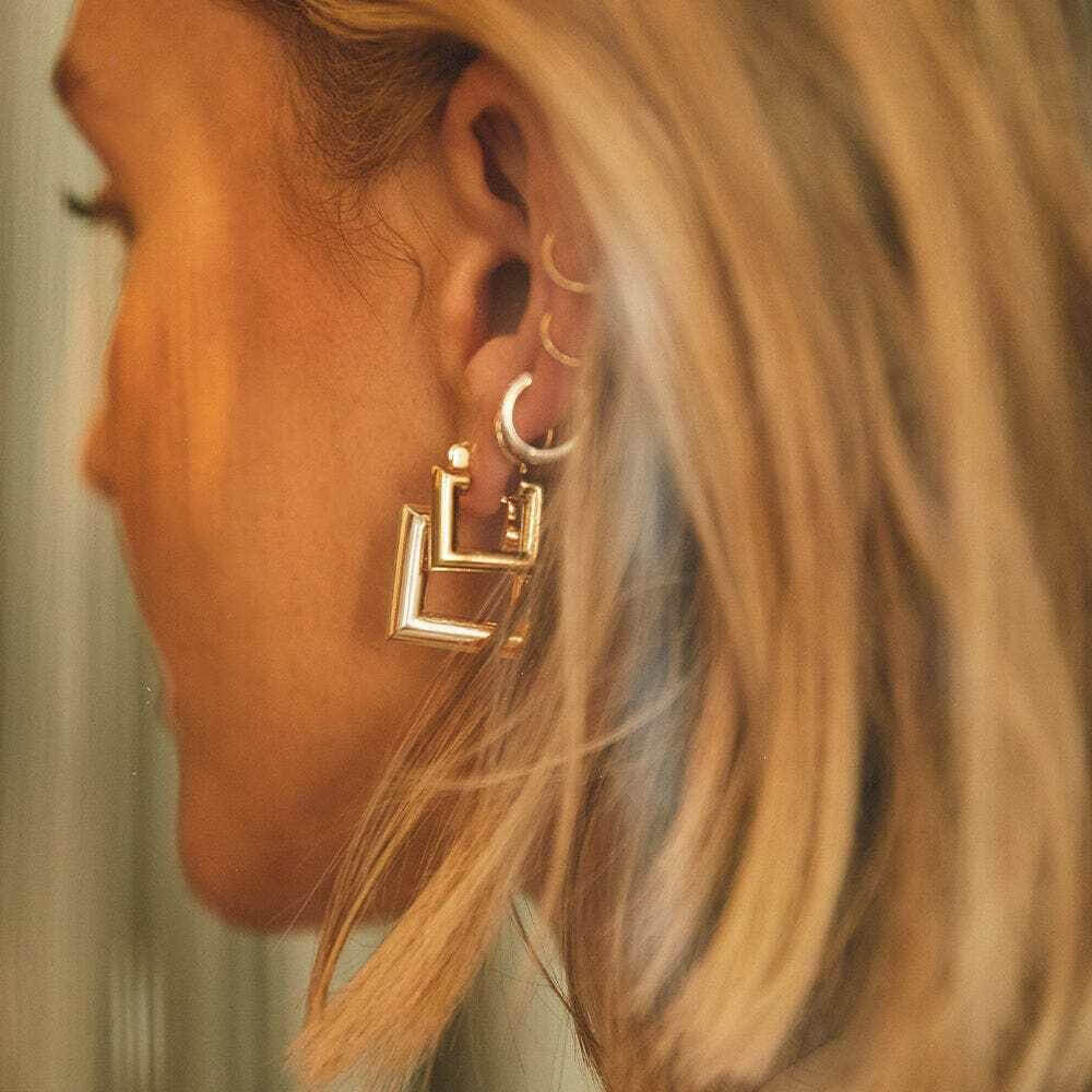 Daisy London 18ct Gold Plate Polly Sayer Chubby Hoop Earring Stack - MococoDaisy LondonGSET151_GPEarrings