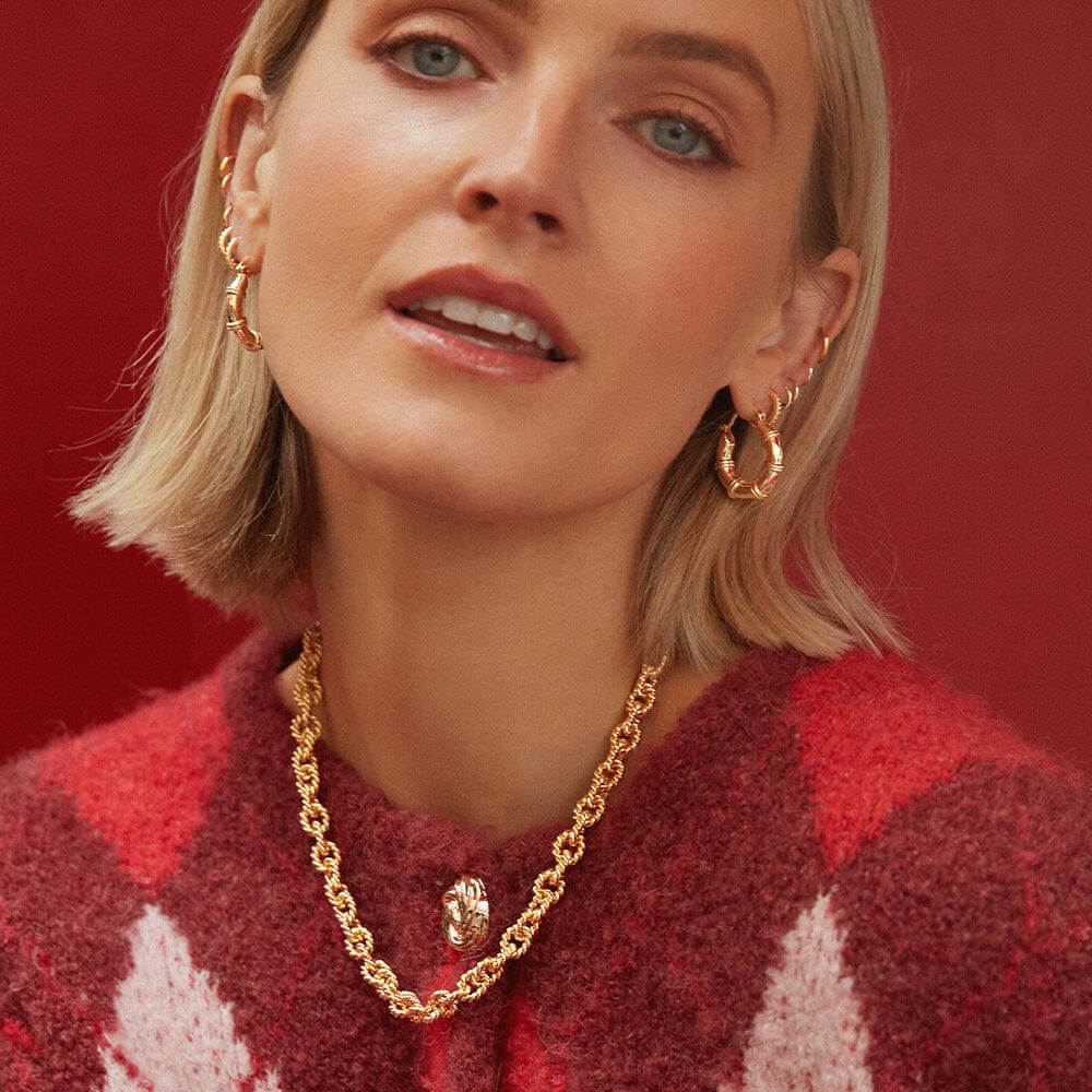 Daisy London 18ct Gold Plate Polly Sayer Chunky Hoop Earrings - MococoDaisy LondonSPE08_GPEarrings