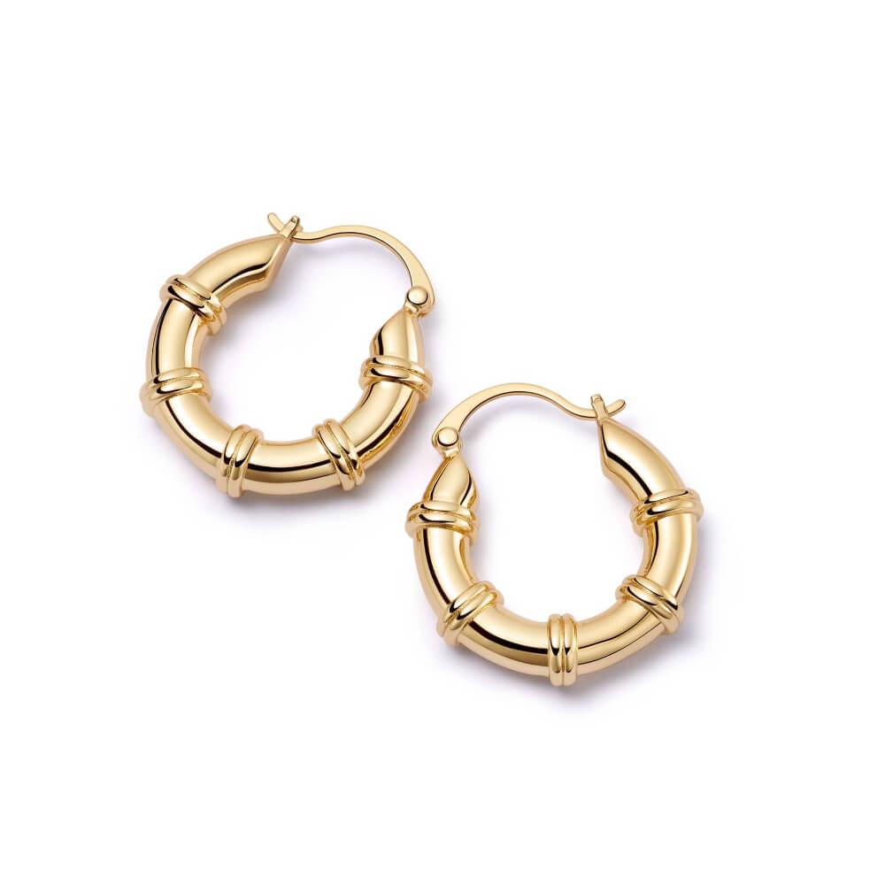 Daisy London 18ct Gold Plate Polly Sayer Chunky Hoop Earrings - MococoDaisy LondonSPE08_GPEarrings