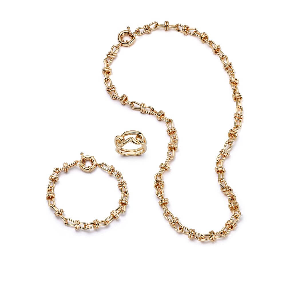 Daisy London 18ct Gold Plate Polly Sayer Chunky Knot Look Layering set - MococoDaisy LondonGSET136_GP_XSJewellery Sets