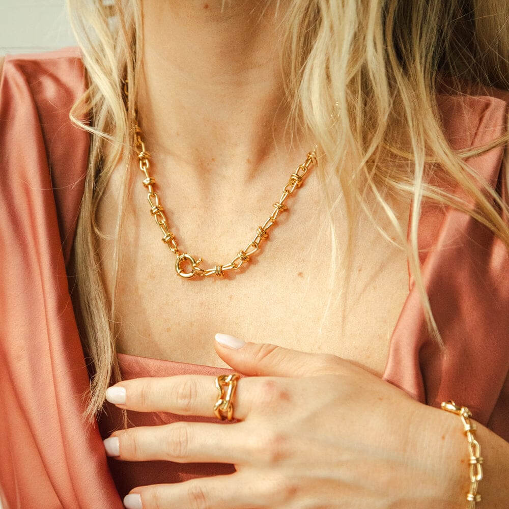 Daisy London 18ct Gold Plate Polly Sayer Chunky Knot Look Layering set - MococoDaisy LondonGSET136_GP_XSJewellery Sets