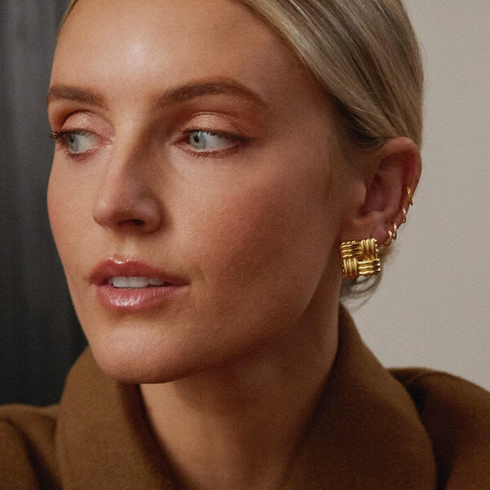 Daisy London 18ct Gold Plate Polly Sayer Mini Lattice Stud Earrings - MococoDaisy LondonSPE12_GPEarrings