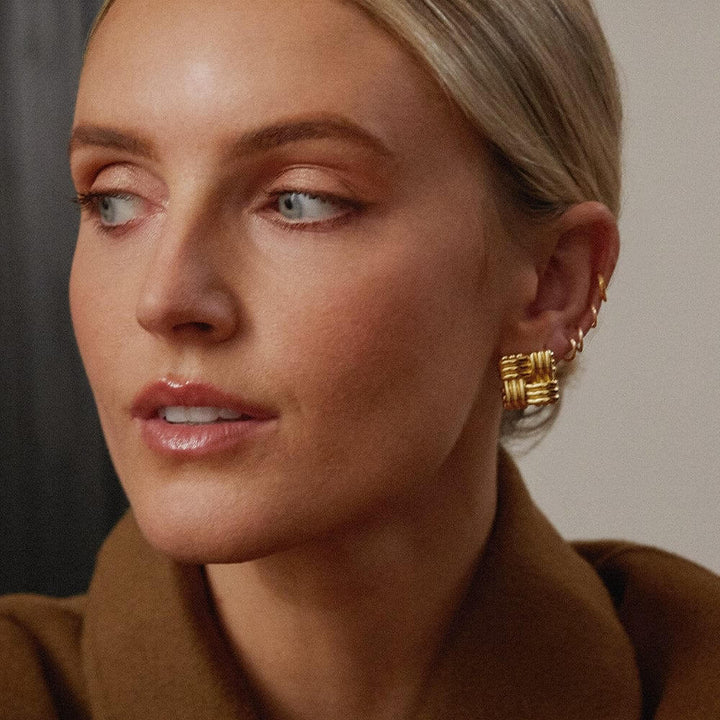 Daisy London 18ct Gold Plate Polly Sayer Mini Lattice Stud Earrings - MococoDaisy LondonSPE12_GPEarrings