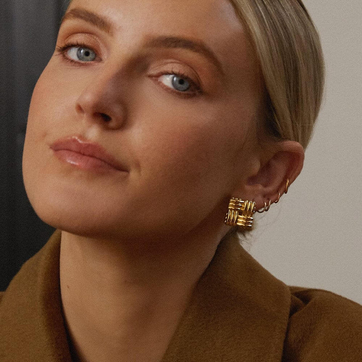 Daisy London 18ct Gold Plate Polly Sayer Mini Lattice Stud Earrings - MococoDaisy LondonSPE12_GPEarrings