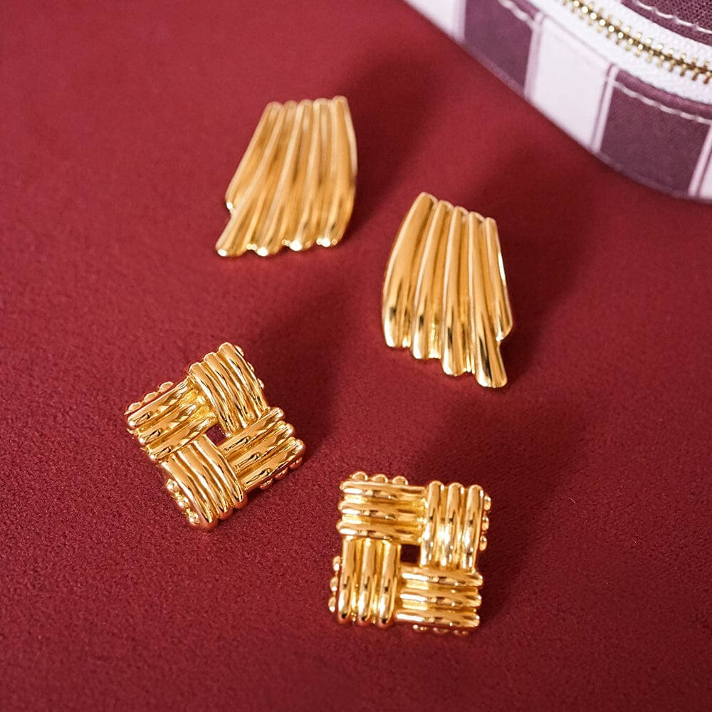 Daisy London 18ct Gold Plate Polly Sayer Oversized Lattice Stud Earrings image 5