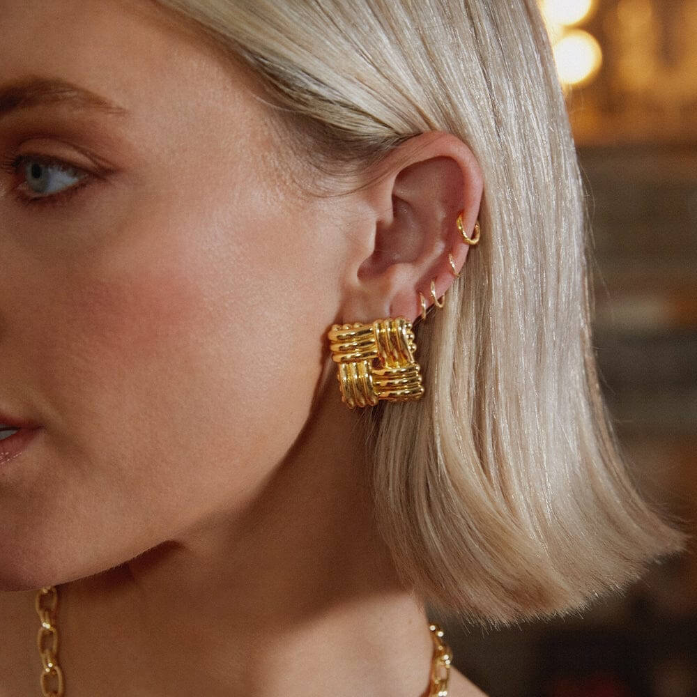 Daisy London 18ct Gold Plate Polly Sayer Oversized Lattice Stud Earrings - MococoDaisy LondonSPE10_GPEarrings
