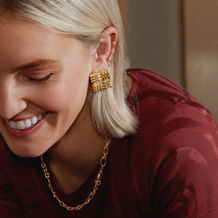 Daisy London 18ct Gold Plate Polly Sayer Oversized Lattice Stud Earrings - MococoDaisy LondonSPE10_GPEarrings