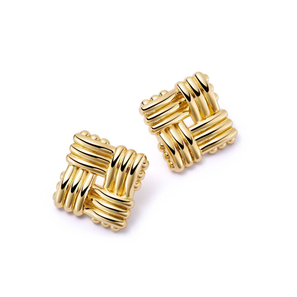 Daisy London 18ct Gold Plate Polly Sayer Oversized Lattice Stud Earrings - MococoDaisy LondonSPE10_GPEarrings