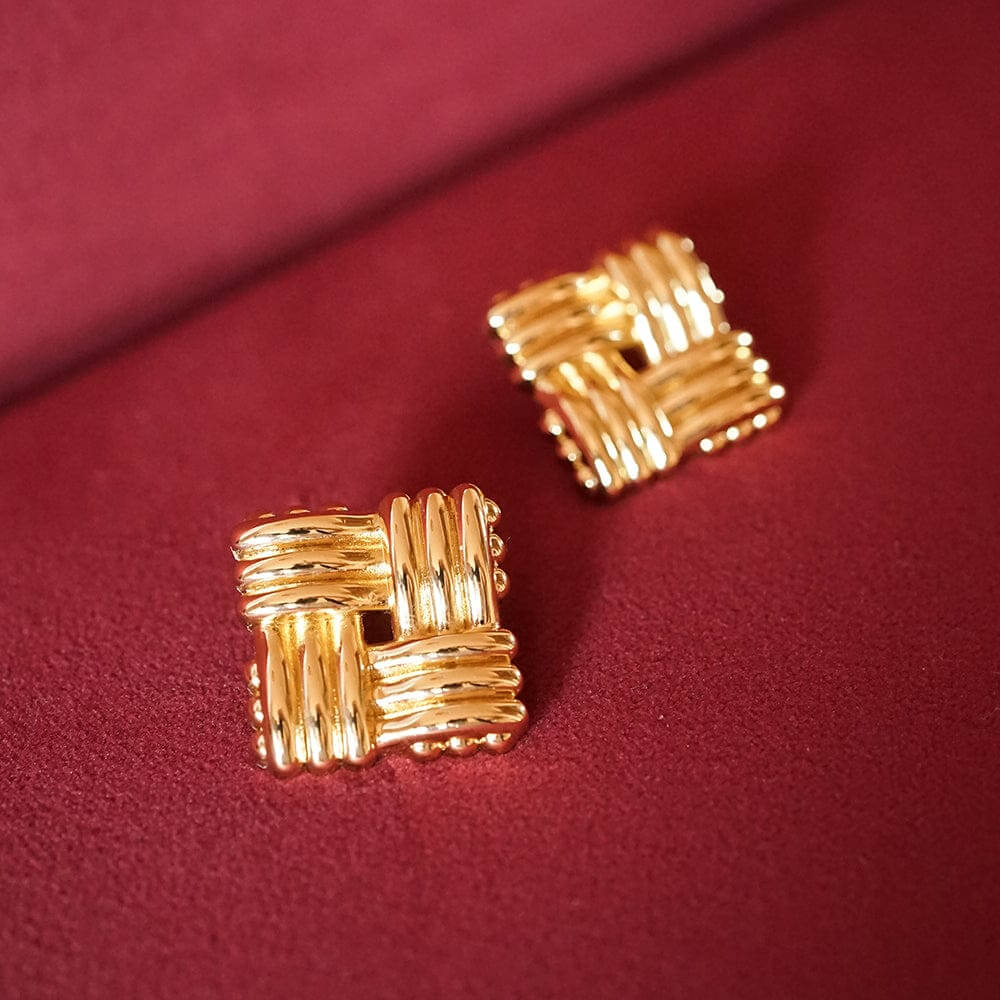 Daisy London 18ct Gold Plate Polly Sayer Oversized Lattice Stud Earrings - MococoDaisy LondonSPE10_GPEarrings